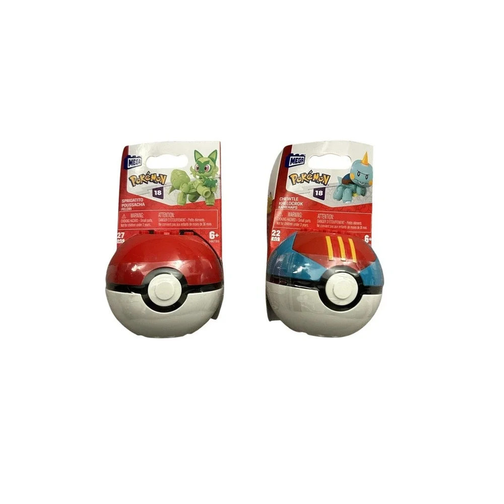 Mega Pokemon Building Set Kids OS Multicolor New Sprigatito Chewtle Ball Bundle